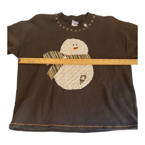Vintage Gildan Snowman Sweatshirt Winter Size M Brown - Picture 8 of 13